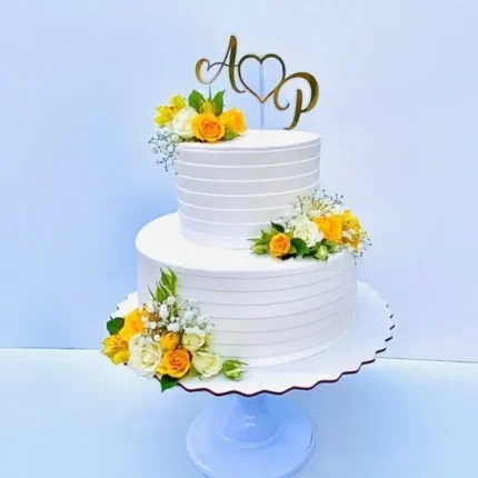 2-tier-wedding-cake-with-flowers