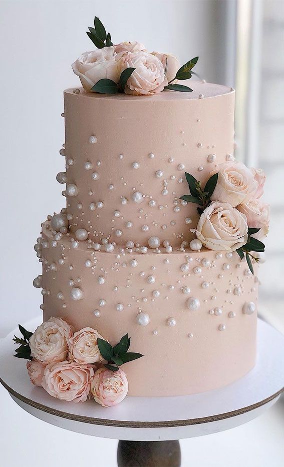 Pearly Pink wedding cake